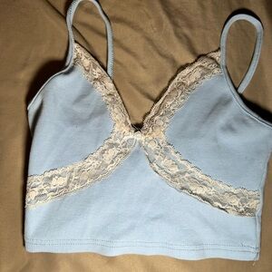 Crop Blue Lace Trim Camisole